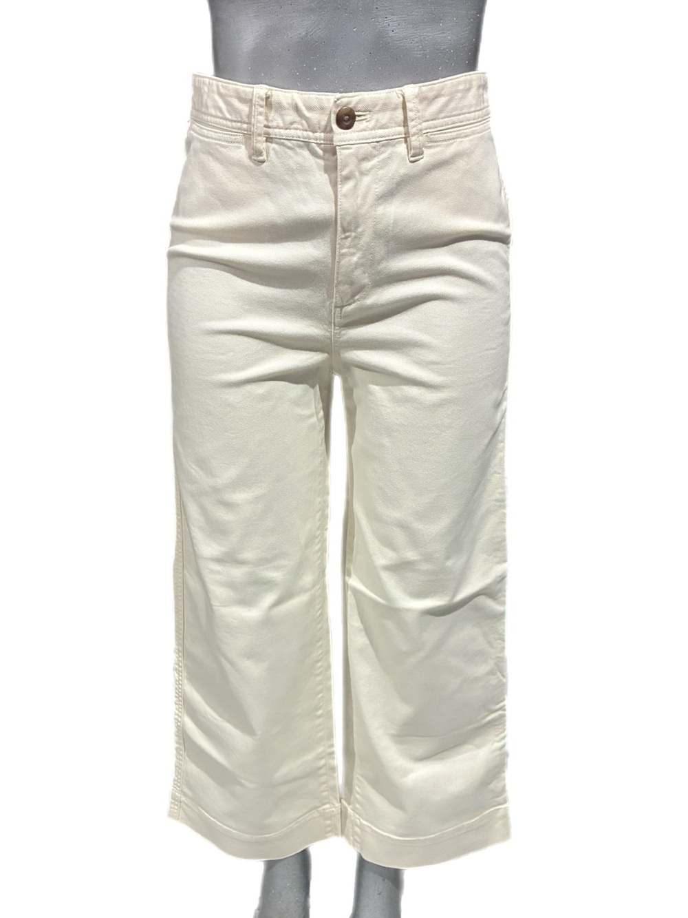 GAP Off-White High-Rise Wide Leg Crop Denim Pants Jeans Size 6 Stretch Bohemian - Picture 3 of 13